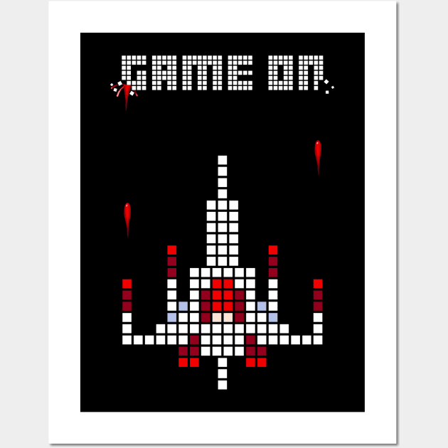 GAME ON - Space Ship - Pixel Art design Wall Art by Jaxt designs